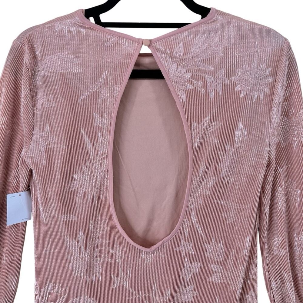 NWT Urban Outfitters Mary Kate Pleated Floral Shift Dress long sleeve rose sz xs - Picture 7 of 15